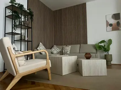 Ein Sitzbereich in der Unterkunft Designer Apartment Near Main Station