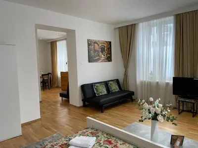 Ein Sitzbereich in der Unterkunft vienna city apartment 1