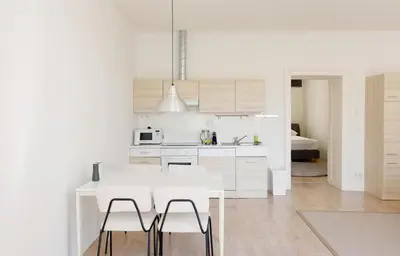 Küche/Küchenzeile in der Unterkunft MINIMALISTIC STUDIO NEAR NASCHMARKT