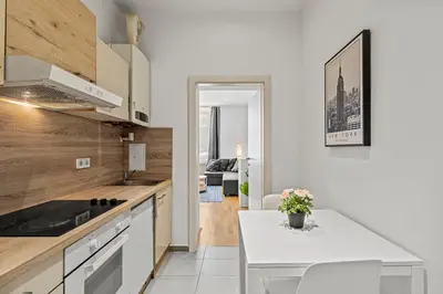 Küche/Küchenzeile in der Unterkunft Cozy Apartment near City Center