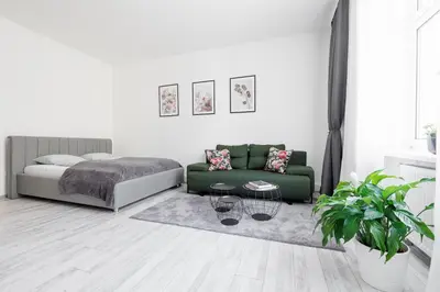 Ein Bett oder Betten in einem Zimmer der Unterkunft einzigartiges Apar. Prater/Messe