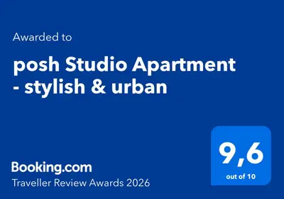 Ein Zertifikat, Auszeichnung, Logo oder anderes Dokument, das in der Unterkunft posh Studio Apartment - stylish & urban ausgestellt ist