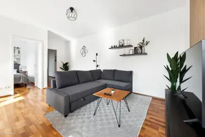 Ein Sitzbereich in der Unterkunft Bernhards Penthouse Stadthalle - Klima & Terrasse