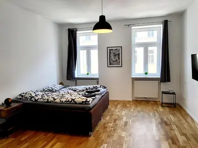 Ein Bett oder Betten in einem Zimmer der Unterkunft Sunny apartment with 1 balcony