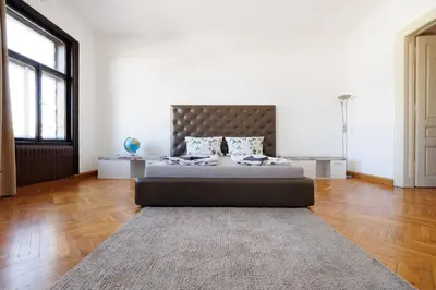 Ein Bett oder Betten in einem Zimmer der Unterkunft Central apartment - private sauna