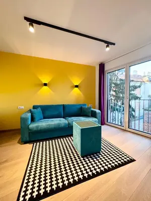 Ein Sitzbereich in der Unterkunft Sunshine Apartment mit Terrasse