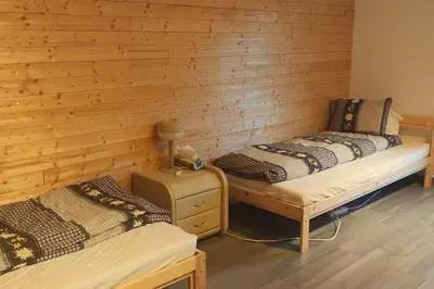 Ein Bett oder Betten in einem Zimmer der Unterkunft Ferienwohnung mit Garten