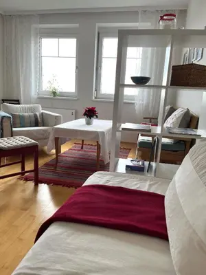 Ein Sitzbereich in der Unterkunft Appartment Weitblick
