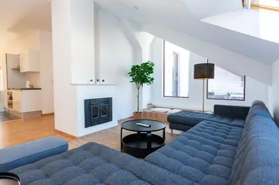 Ein Sitzbereich in der Unterkunft Luxury Penthouse - Augarten