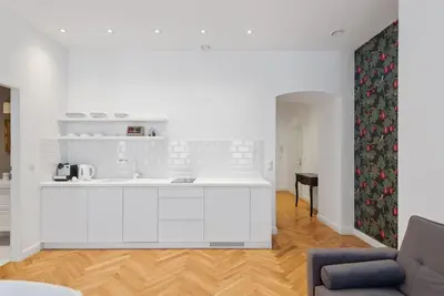 Küche/Küchenzeile in der Unterkunft Gemütliches und modernes Apartment, 38m²