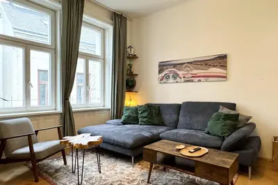Ein Sitzbereich in der Unterkunft Green Prater City Apartment