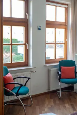 Ein Sitzbereich in der Unterkunft Herrlicher Ausblick über Wien