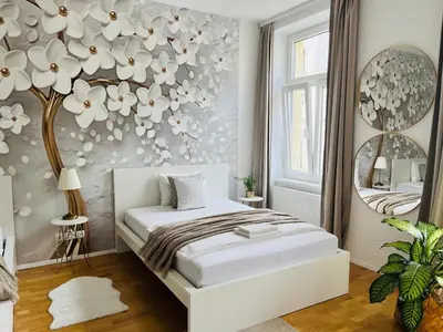 Ein Bett oder Betten in einem Zimmer der Unterkunft Zentrales Apartment mit Balkon