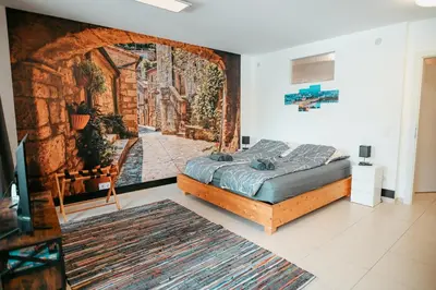 Ein Sitzbereich in der Unterkunft Danube Island Apartment 3