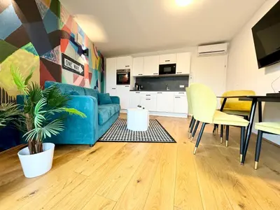 Küche/Küchenzeile in der Unterkunft Kreative Wohnung mit Balkon