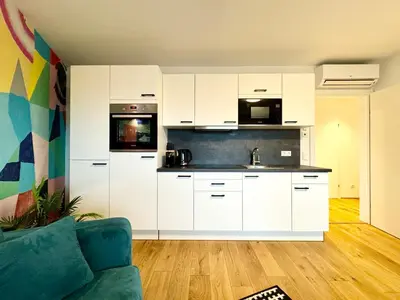 Küche/Küchenzeile in der Unterkunft Kreative Wohnung mit Balkon