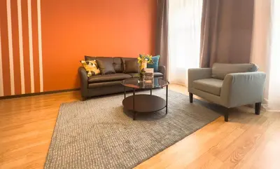 Ein Sitzbereich in der Unterkunft Delightful Suite Westbahnhof