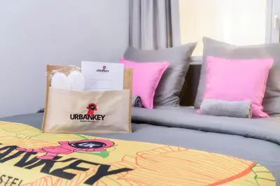 Ein Sitzbereich in der Unterkunft UrbanKey Studios - Vienna Neubau