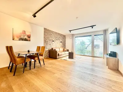 Ein Sitzbereich in der Unterkunft Designer Wohnung