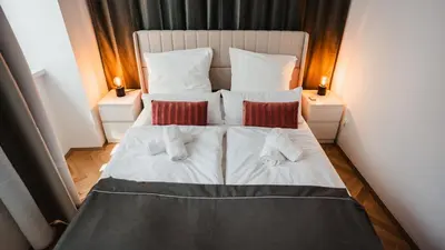 Ein Bett oder Betten in einem Zimmer der Unterkunft Erstklassiges Apartment in Schloss Nähe