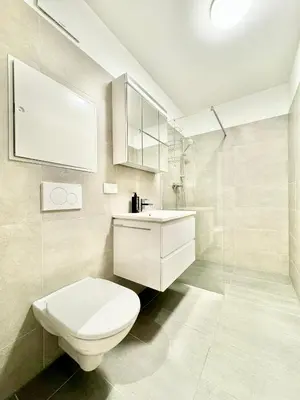 Ein Badezimmer in der Unterkunft Wohnung mit Balkon