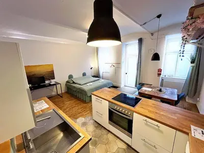 Küche/Küchenzeile in der Unterkunft 2-bedroom apartment with small courtyard - city center
