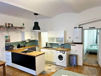 Küche/Küchenzeile in der Unterkunft 2-bedroom apartment with small courtyard - city center