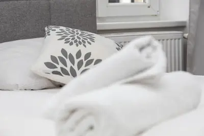Ein Bett oder Betten in einem Zimmer der Unterkunft Apartment-Darwingasse Leopoldstadt