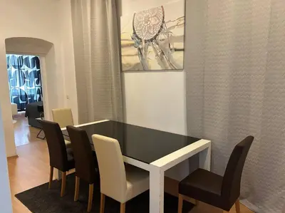 Ein Sitzbereich in der Unterkunft Apartment Saturn