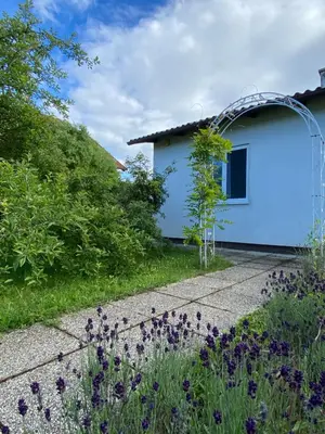 Ein Garten an der Unterkunft Familienparadies am Stadtrand