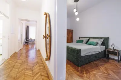 Ein Bett oder Betten in einem Zimmer der Unterkunft NEU VintageLivingVienna Apartments im 18ten