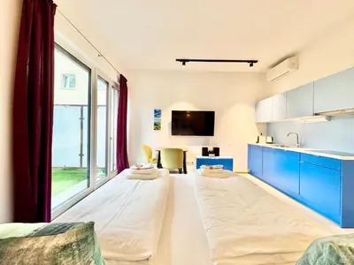 Ein Bett oder Betten in einem Zimmer der Unterkunft Möblierte Wohnung mit Terrasse