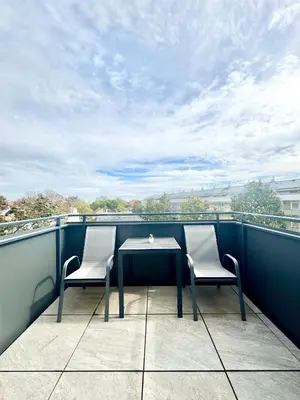 Ein Balkon oder eine Terrasse in der Unterkunft Gemütliche Wohnung mit Balkon