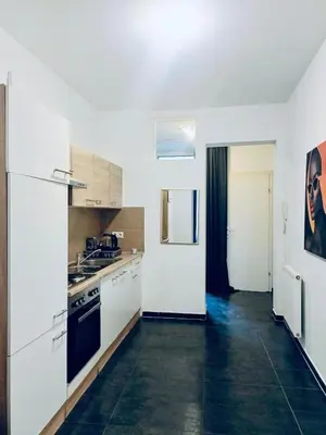 Küche/Küchenzeile in der Unterkunft Comfy Private Rooms in 3BR Apartment Near Währinger Park