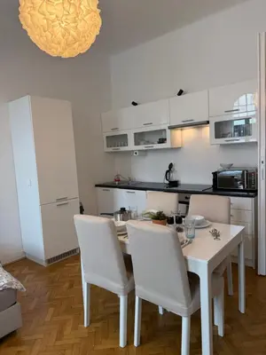 Küche/Küchenzeile in der Unterkunft Stilvolles zentrales Apartment im schönsten Bezirk Wiens - parking upon request