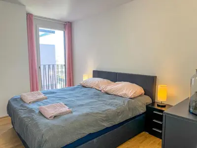 Ein Bett oder Betten in einem Zimmer der Unterkunft Gemütliche 3SZ-Wohnung in 1220