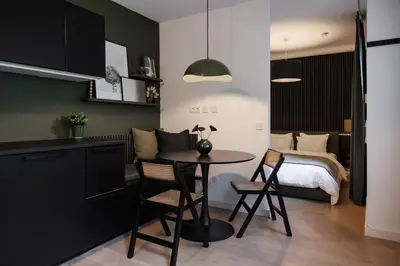 Ein Bett oder Betten in einem Zimmer der Unterkunft Augarten City Loft with terrace