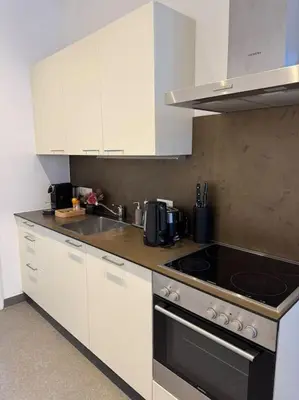 Küche/Küchenzeile in der Unterkunft Neu! City Apartment im Stadtzentrum 22