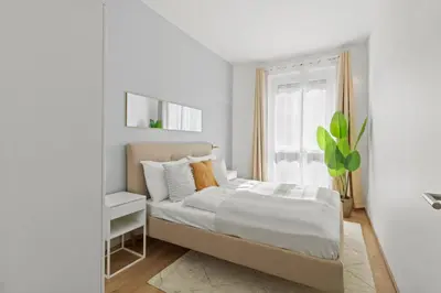 Ein Bett oder Betten in einem Zimmer der Unterkunft 4 Min to Metro I 12 Min to Inner City I Top Wifi