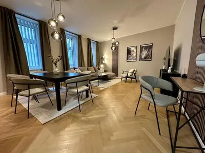 Ein Sitzbereich in der Unterkunft Belvedere Central Station Apartment