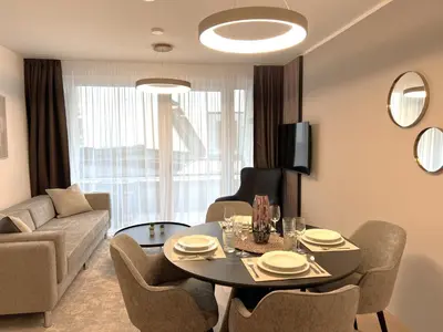 Ein Sitzbereich in der Unterkunft Free Parking - City Pulse Apartments at U6-Metro Vienna