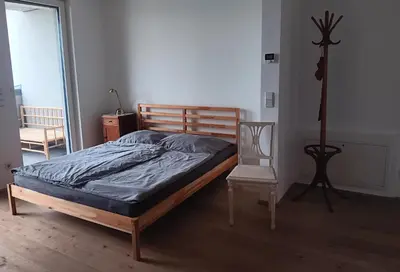 Ein Bett oder Betten in einem Zimmer der Unterkunft Studio mit Terasse