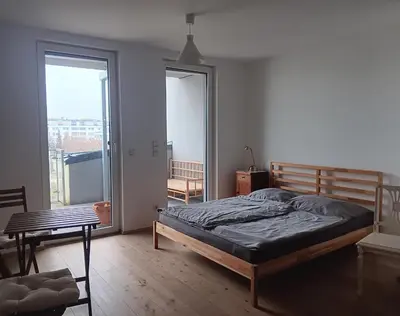 Ein Bett oder Betten in einem Zimmer der Unterkunft Studio mit Terasse