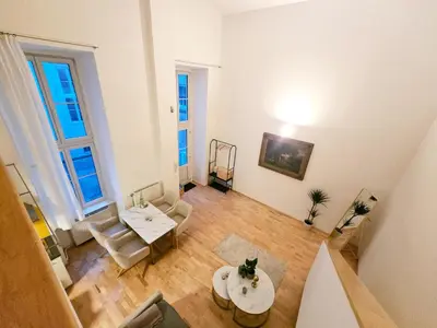 Ein Sitzbereich in der Unterkunft charmante Hofwohnung im Herzen von Wien