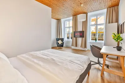 Ein Bett oder Betten in einem Zimmer der Unterkunft Central & Quiet 3rd District Walk all sights