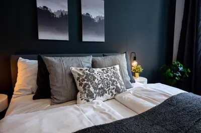 Ein Bett oder Betten in einem Zimmer der Unterkunft Comfortable Spacious Apartment by Hanovermarkt & the Danube
