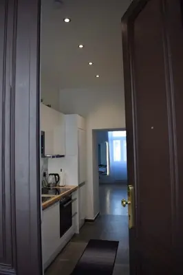 Küche/Küchenzeile in der Unterkunft Black & White Apartment