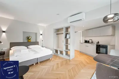 Küche/Küchenzeile in der Unterkunft easy-flat Stadtpark - Premium AC Apartments