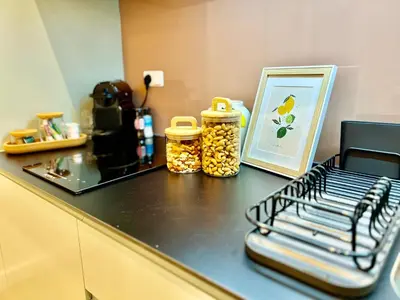 Küche/Küchenzeile in der Unterkunft TheWICKI 2214 - Wunderschöne Apartments in Wien