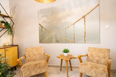 Ein Sitzbereich in der Unterkunft Stylish Apartments in the Heart of Viennas Trendy District